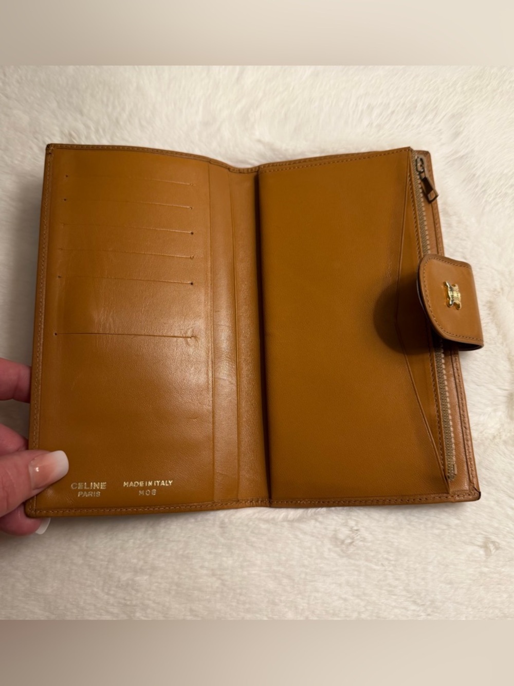 Celine Auth Vintage Macadam Long Wallet Monogram Gold Snap Closure - Picture 5 of 11